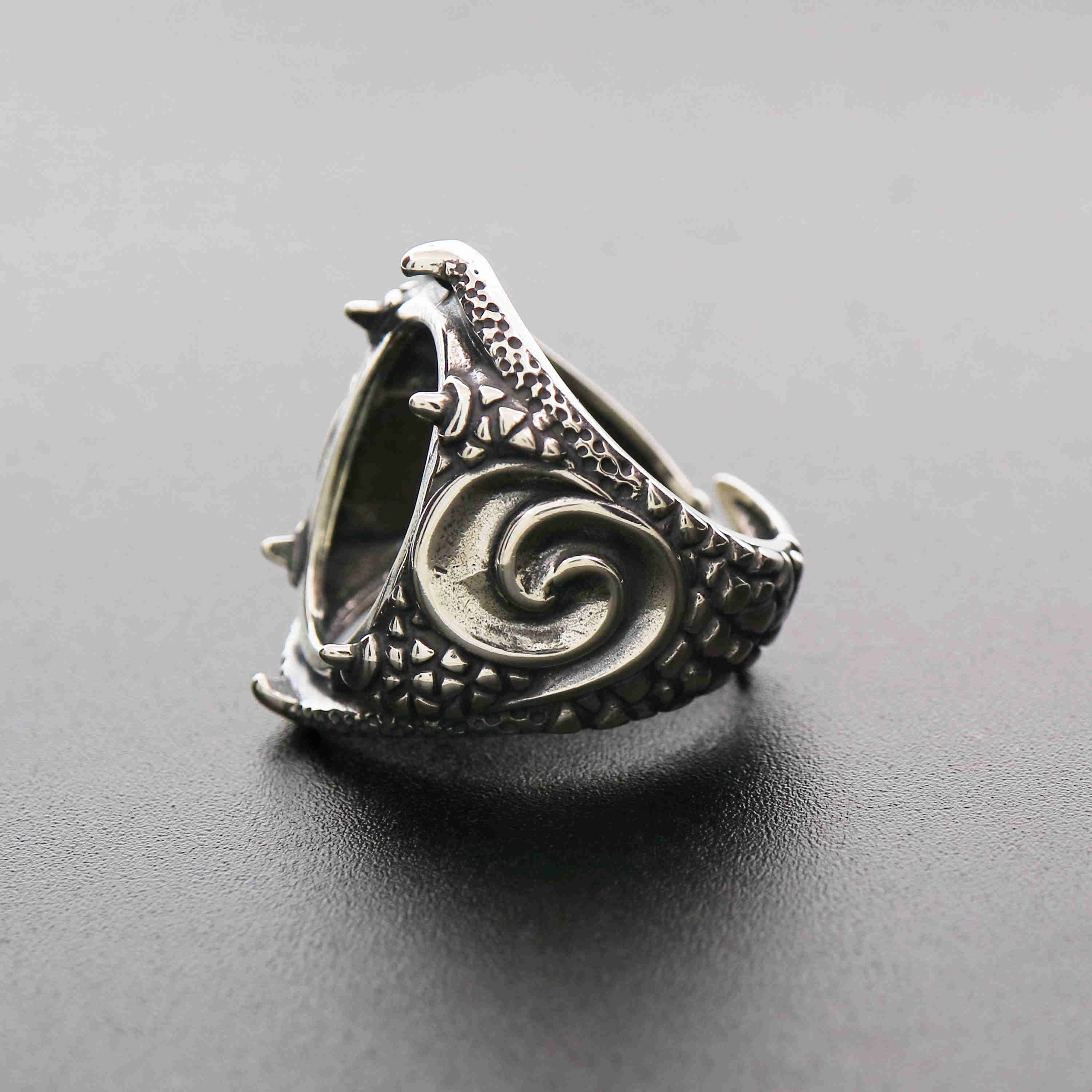 1Pcs 15X20MM Oval Cabochon Bezel Steam Punk Dragon Claw Heavy Antiqued Solid 925 Sterling Silver Adjustable Ring Settings 1223091 - Click Image to Close